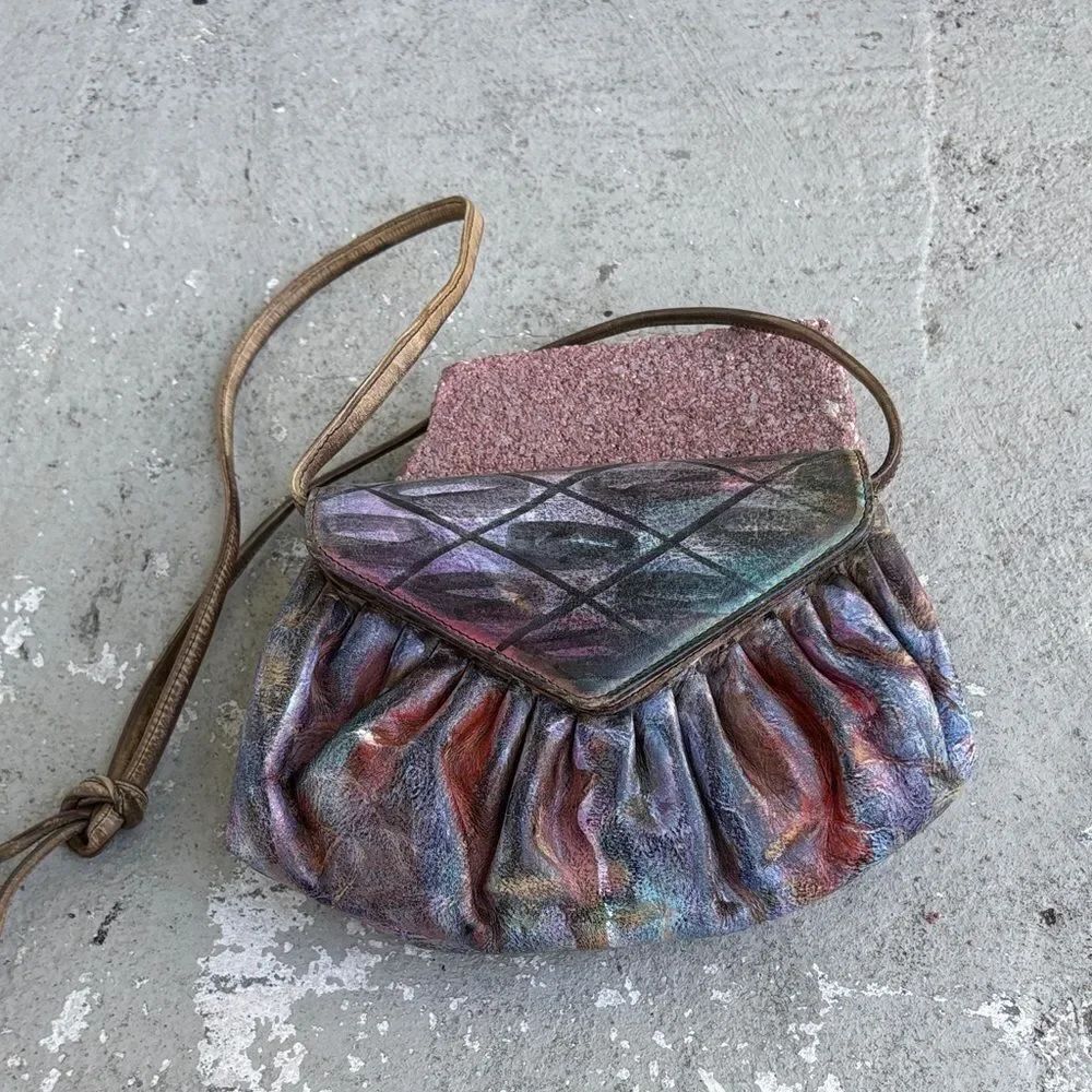 Vintage Jane Yoo handpainted wearable art Crossbody